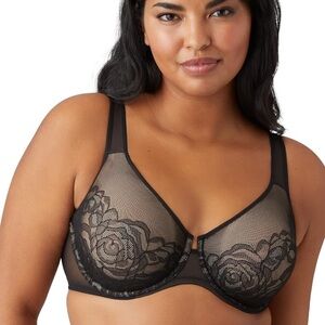 Wacoal Women's Stark Beauty Underwire Bra Size 34G Black Lace